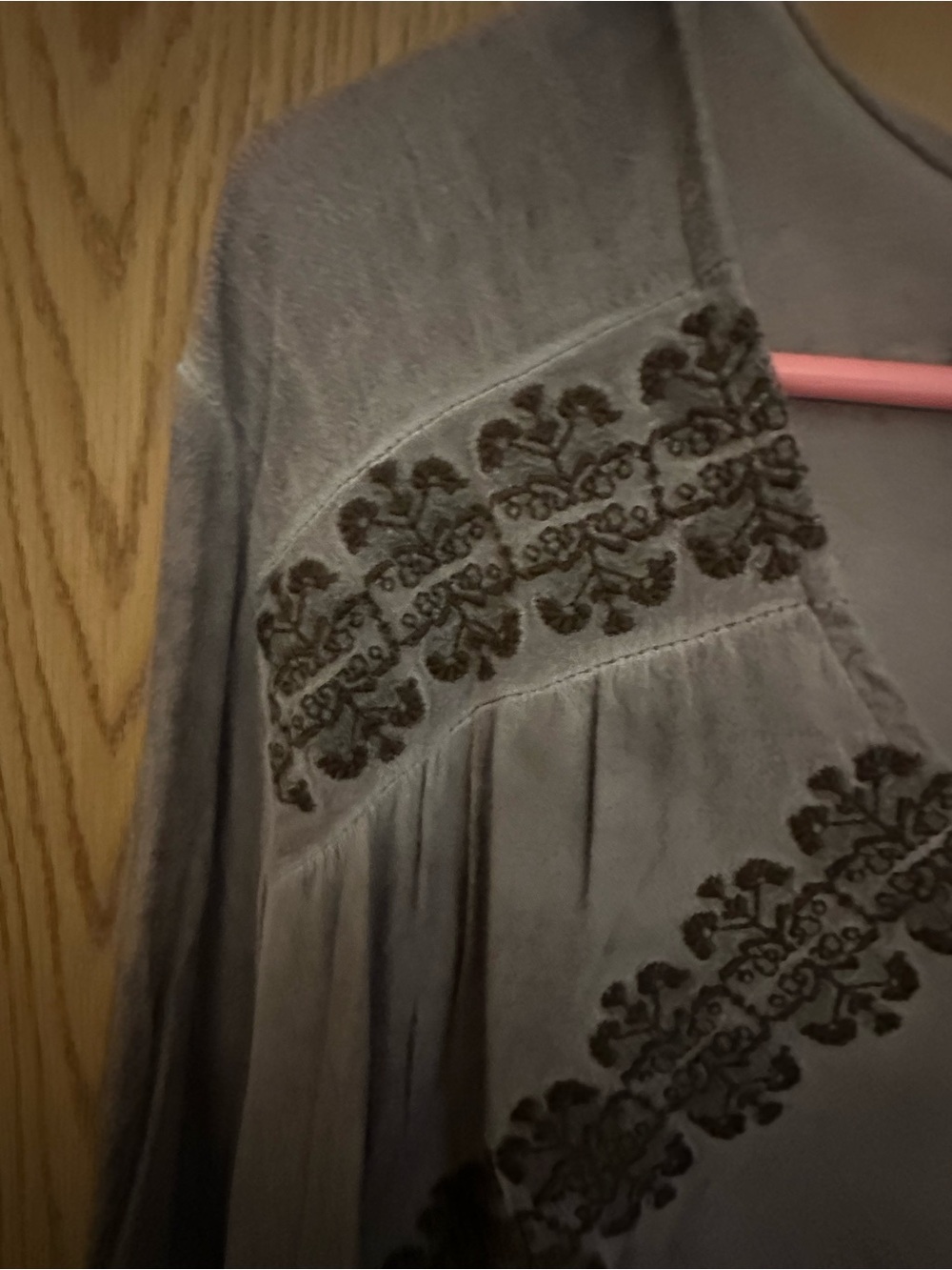 Knox Rose Gray Embroidered V-Neck Tunic - Picture 3 of 6